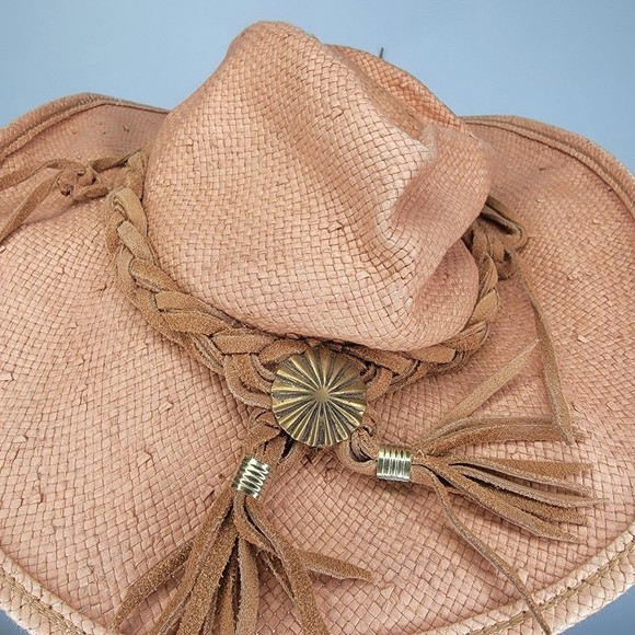 SHADY BRADY Authentic Straw Cowgirl/boy Hat with Chin/Stampede Strings (Size S) - Picture 4 of 7